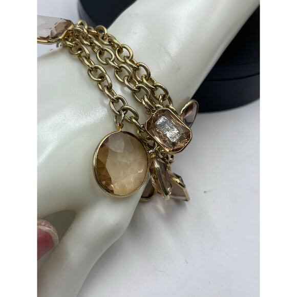 J. Crew Multi-shaped Topaz Faceted Rhinestone Cluster Dangle Bracelet - Picture 3 of 9